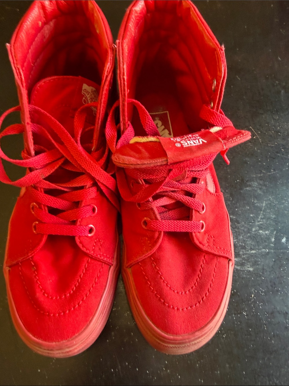 Vans Kids Red High-Top Canvas Sneakers